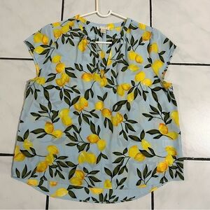Finn & Grace; Yellow Lemons 🍋 Sky Blue Dress Top